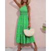 imageBTFBM 2025 Summer One Shoulder Dresses for Women Casual Sleeveless High Waist Floral Flowy Smocked Boho Beach Maxi DressFloral Green Blue