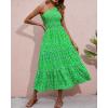 imageBTFBM 2025 Summer One Shoulder Dresses for Women Casual Sleeveless High Waist Floral Flowy Smocked Boho Beach Maxi DressFloral Green Blue