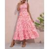 imageBTFBM 2025 Summer One Shoulder Dresses for Women Casual Sleeveless High Waist Floral Flowy Smocked Boho Beach Maxi DressFloral Orange Pink