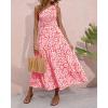 imageBTFBM 2025 Summer One Shoulder Dresses for Women Casual Sleeveless High Waist Floral Flowy Smocked Boho Beach Maxi DressFloral Orange Pink