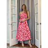 imageBTFBM 2025 Summer One Shoulder Dresses for Women Casual Sleeveless High Waist Floral Flowy Smocked Boho Beach Maxi DressFloral Red