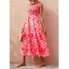 imageBTFBM 2025 Summer One Shoulder Dresses for Women Casual Sleeveless High Waist Floral Flowy Smocked Boho Beach Maxi DressFloral Red