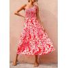 imageBTFBM 2025 Summer One Shoulder Dresses for Women Casual Sleeveless High Waist Floral Flowy Smocked Boho Beach Maxi DressFloral Red