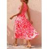 imageBTFBM 2025 Summer One Shoulder Dresses for Women Casual Sleeveless High Waist Floral Flowy Smocked Boho Beach Maxi DressFloral Red