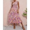 imageBTFBM 2025 Summer One Shoulder Dresses for Women Casual Sleeveless High Waist Floral Flowy Smocked Boho Beach Maxi DressFloral White Purple
