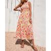 imageBTFBM 2025 Summer One Shoulder Dresses for Women Casual Sleeveless High Waist Floral Flowy Smocked Boho Beach Maxi DressFloral White Red