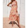 imageBTFBM 2025 Summer One Shoulder Dresses for Women Casual Sleeveless High Waist Floral Flowy Smocked Boho Beach Maxi DressFloral White Red