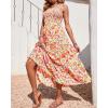 imageBTFBM 2025 Summer One Shoulder Dresses for Women Casual Sleeveless High Waist Floral Flowy Smocked Boho Beach Maxi DressFloral White Red