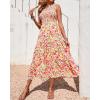 imageBTFBM 2025 Summer One Shoulder Dresses for Women Casual Sleeveless High Waist Floral Flowy Smocked Boho Beach Maxi DressFloral White Red