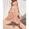 imageBTFBM 2025 Summer One Shoulder Dresses for Women Casual Sleeveless High Waist Floral Flowy Smocked Boho Beach Maxi DressFloral White Red