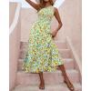 imageBTFBM 2025 Summer One Shoulder Dresses for Women Casual Sleeveless High Waist Floral Flowy Smocked Boho Beach Maxi DressFloral White Yellow