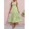 imageBTFBM 2025 Summer One Shoulder Dresses for Women Casual Sleeveless High Waist Floral Flowy Smocked Boho Beach Maxi DressFloral White Yellow