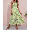 imageBTFBM 2025 Summer One Shoulder Dresses for Women Casual Sleeveless High Waist Floral Flowy Smocked Boho Beach Maxi DressFloral White Yellow