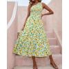 imageBTFBM 2025 Summer One Shoulder Dresses for Women Casual Sleeveless High Waist Floral Flowy Smocked Boho Beach Maxi DressFloral White Yellow