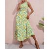 imageBTFBM 2025 Summer One Shoulder Dresses for Women Casual Sleeveless High Waist Floral Flowy Smocked Boho Beach Maxi DressFloral White Yellow