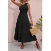 imageBTFBM 2025 Summer One Shoulder Dresses for Women Casual Sleeveless High Waist Floral Flowy Smocked Boho Beach Maxi DressSolid Black