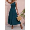 imageBTFBM 2025 Summer One Shoulder Dresses for Women Casual Sleeveless High Waist Floral Flowy Smocked Boho Beach Maxi DressSolid Grey Blue