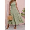 imageBTFBM 2025 Summer One Shoulder Dresses for Women Casual Sleeveless High Waist Floral Flowy Smocked Boho Beach Maxi DressSolid Light Green