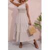 imageBTFBM 2025 Summer One Shoulder Dresses for Women Casual Sleeveless High Waist Floral Flowy Smocked Boho Beach Maxi DressSolid Light Khaki