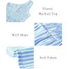 imageBTFBM 2025 Summer One Shoulder Dresses for Women Casual Sleeveless High Waist Floral Flowy Smocked Boho Beach Maxi DressStriped Blue