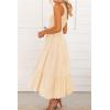 imageBTFBM 2025 Summer One Shoulder Dresses for Women Casual Sleeveless High Waist Floral Flowy Smocked Boho Beach Maxi DressStriped Orange Yellow