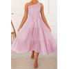 imageBTFBM 2025 Summer One Shoulder Dresses for Women Casual Sleeveless High Waist Floral Flowy Smocked Boho Beach Maxi DressStriped Pink