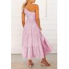 imageBTFBM 2025 Summer One Shoulder Dresses for Women Casual Sleeveless High Waist Floral Flowy Smocked Boho Beach Maxi DressStriped Pink