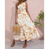 imageBTFBM 2025 Summer One Shoulder Dresses for Women Casual Sleeveless High Waist Floral Flowy Smocked Boho Beach Maxi DressTree Yellow White