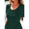 imageBTFBM Women Casual Summer Smocked Dresses 2025 Crew Neck Puff Short Sleeve Empire Waist ALine Beach Vacation Mini DressGreen