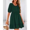 imageBTFBM Women Casual Summer Smocked Dresses 2025 Crew Neck Puff Short Sleeve Empire Waist ALine Beach Vacation Mini DressGreen