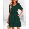 imageBTFBM Women Casual Summer Smocked Dresses 2025 Crew Neck Puff Short Sleeve Empire Waist ALine Beach Vacation Mini DressGreen