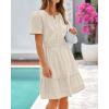 imageBTFBM Womens Casual V Neck Dresses 2025 Summer Spring Short Sleeve Sundress Smocked Waist A Line Tiered Mini DressApricot