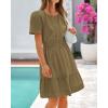 imageBTFBM Womens Casual V Neck Dresses 2025 Summer Spring Short Sleeve Sundress Smocked Waist A Line Tiered Mini DressArmy Green