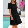 imageBTFBM Womens Casual V Neck Dresses 2025 Summer Spring Short Sleeve Sundress Smocked Waist A Line Tiered Mini DressBlack