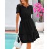 imageBTFBM Womens Casual V Neck Dresses 2025 Summer Spring Short Sleeve Sundress Smocked Waist A Line Tiered Mini DressBlack