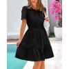 imageBTFBM Womens Casual V Neck Dresses 2025 Summer Spring Short Sleeve Sundress Smocked Waist A Line Tiered Mini DressBlack