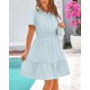 imageBTFBM Womens Casual V Neck Dresses 2025 Summer Spring Short Sleeve Sundress Smocked Waist A Line Tiered Mini DressLight Blue
