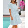 imageBTFBM Womens Casual V Neck Dresses 2025 Summer Spring Short Sleeve Sundress Smocked Waist A Line Tiered Mini DressLight Blue