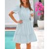 imageBTFBM Womens Casual V Neck Dresses 2025 Summer Spring Short Sleeve Sundress Smocked Waist A Line Tiered Mini DressLight Blue