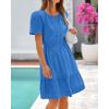 imageBTFBM Womens Casual V Neck Dresses 2025 Summer Spring Short Sleeve Sundress Smocked Waist A Line Tiered Mini DressRoyal Blue