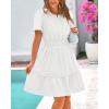 imageBTFBM Womens Casual V Neck Dresses 2025 Summer Spring Short Sleeve Sundress Smocked Waist A Line Tiered Mini DressWhite