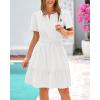 imageBTFBM Womens Casual V Neck Dresses 2025 Summer Spring Short Sleeve Sundress Smocked Waist A Line Tiered Mini DressWhite