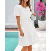 imageBTFBM Womens Casual V Neck Dresses 2025 Summer Spring Short Sleeve Sundress Smocked Waist A Line Tiered Mini DressWhite