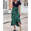 imageBTFBM Womens Maxi Summer Dresses 2025 Short Sleeve V Neck Boho Floral Print Belted High Low Ruffle Party Cocktail DressBig Floral Black Green