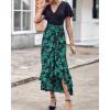 imageBTFBM Womens Maxi Summer Dresses 2025 Short Sleeve V Neck Boho Floral Print Belted High Low Ruffle Party Cocktail DressBig Floral Black Green