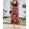 imageBTFBM Womens Maxi Summer Dresses 2025 Short Sleeve V Neck Boho Floral Print Belted High Low Ruffle Party Cocktail DressBig Floral Brown