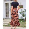 imageBTFBM Womens Maxi Summer Dresses 2025 Short Sleeve V Neck Boho Floral Print Belted High Low Ruffle Party Cocktail DressBig Floral Brown