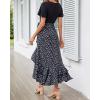 imageBTFBM Womens Maxi Summer Dresses 2025 Short Sleeve V Neck Boho Floral Print Belted High Low Ruffle Party Cocktail DressFloral Black Blue