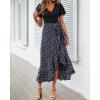 imageBTFBM Womens Maxi Summer Dresses 2025 Short Sleeve V Neck Boho Floral Print Belted High Low Ruffle Party Cocktail DressFloral Black Blue
