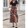 imageBTFBM Womens Maxi Summer Dresses 2025 Short Sleeve V Neck Boho Floral Print Belted High Low Ruffle Party Cocktail DressFloral Black Brown